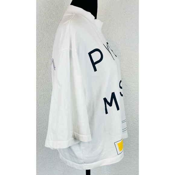 PYER MOSS • White “We Forgive You” Short Sleeve Mockneck Logo Tee, M - Picture 7 of 16